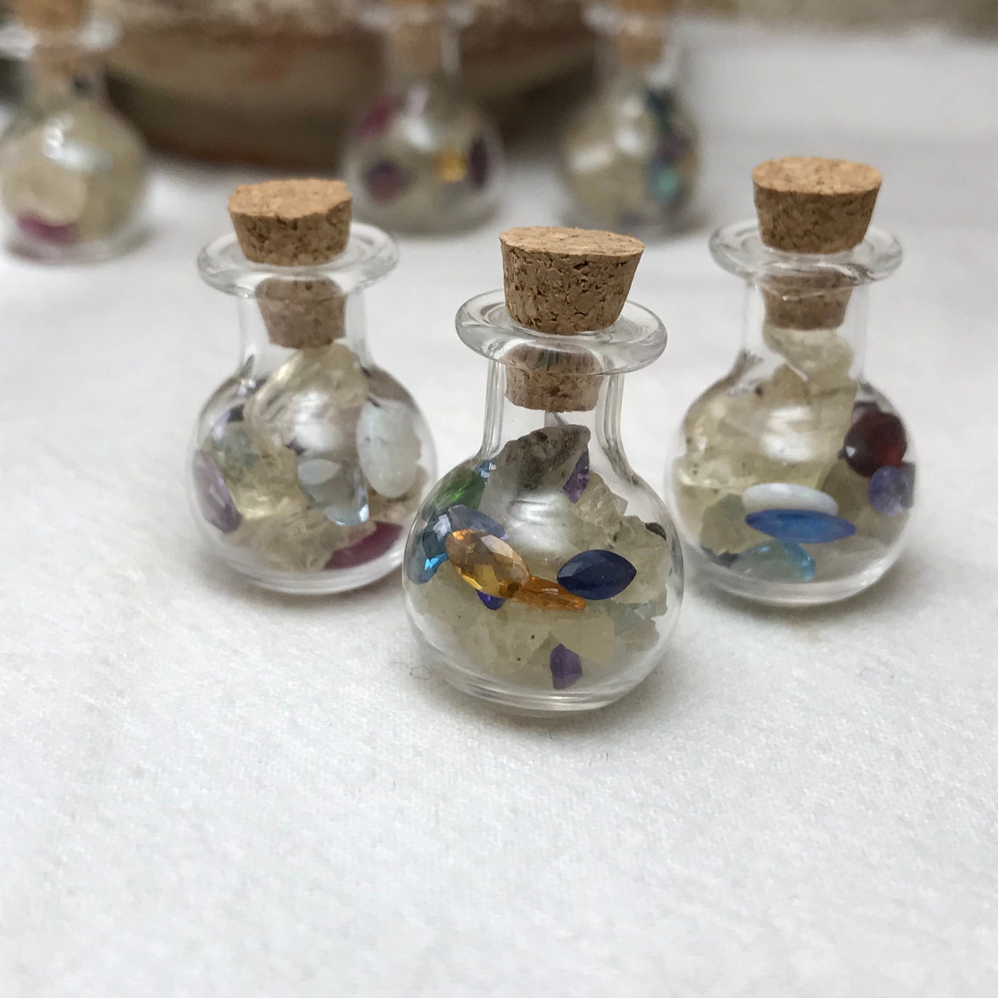 Gemstones in a Bottle, Raw Sunstone  Loose Faceted Chipped Gems, Tiny Precious & Semiprecious Gems, Amethyst, Ruby, Emerald, Surprise Gems