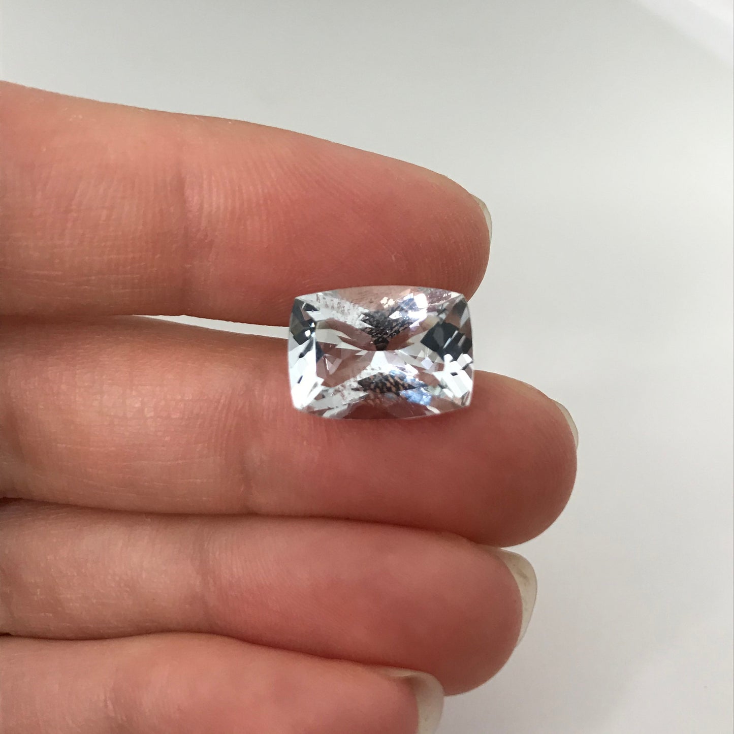 14x10mm Light Blue Aquamarine 6.18 carat Rectangle Cushion Cut, Faceted Loose Gemstone, Reclaimed/Recycled gem