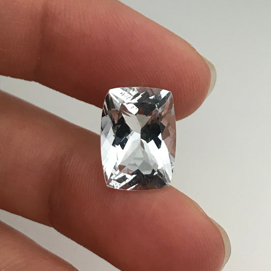 14x10mm Light Blue Aquamarine 6.18 carat Rectangle Cushion Cut, Faceted Loose Gemstone, Reclaimed/Recycled gem