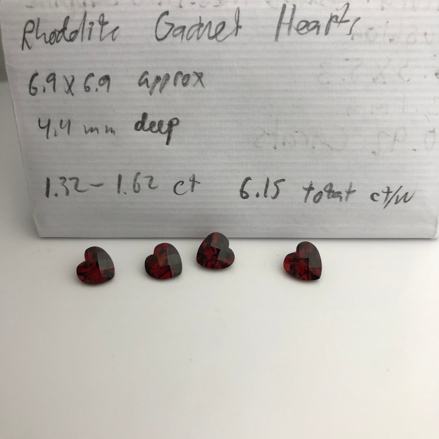 ONE 7mm Red Garnet Checkerboard Hear Cut, Approx 1.32-1.62 carat, Faceted Loose Reclaimed Gem