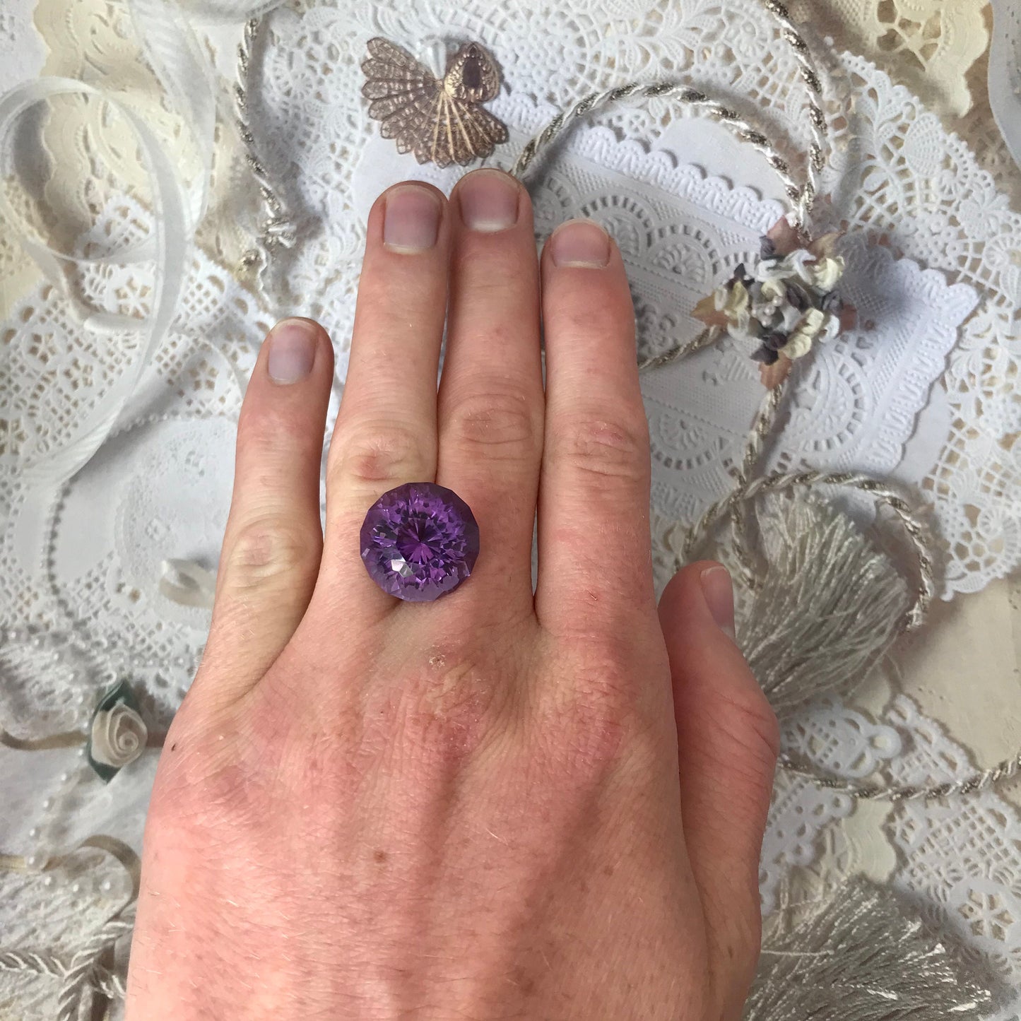 16.6mm Round Cut Purple Amethyst 18.5 carat Loose Gem Faceted Gemstone Unmounted Stone February Birthstone, 16.5mm