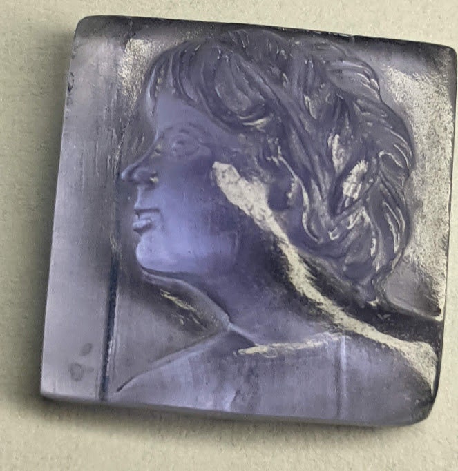 10 carat Tanzanite Cameo Carving of Woman's Face Cabochon 14.5mm x14.6 mm Square Purple Violet Zoisite Carved Gemstone