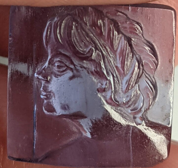 10 carat Tanzanite Cameo Carving of Woman's Face Cabochon 14.5mm x14.6 mm Square Purple Violet Zoisite Carved Gemstone