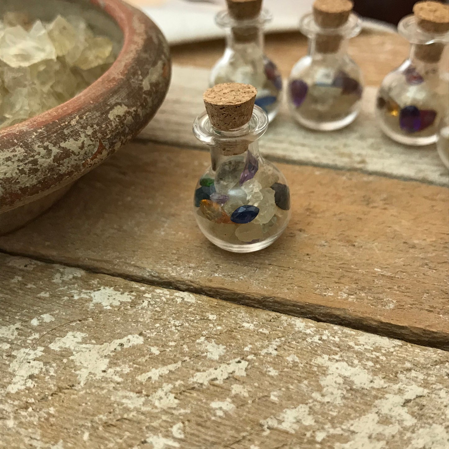 Gemstones in a Bottle, Raw Sunstone  Loose Faceted Chipped Gems, Tiny Precious & Semiprecious Gems, Amethyst, Ruby, Emerald, Surprise Gems