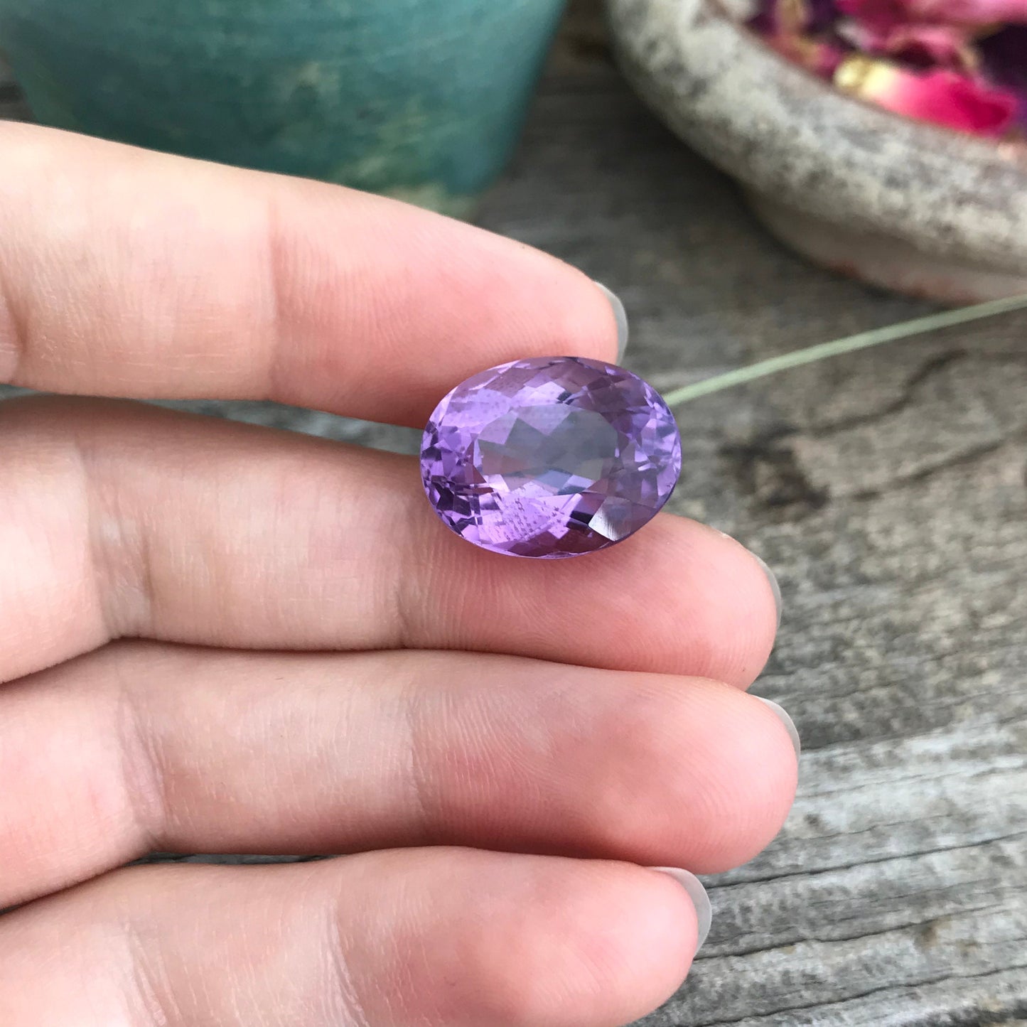 14.3 Carat Purple Amethyst 17.3x13.5mm Oval, Nice Cut Loose Gem Reclaimed/Recycled Gemstone Faceted for Jewelry setting, February Birthstone