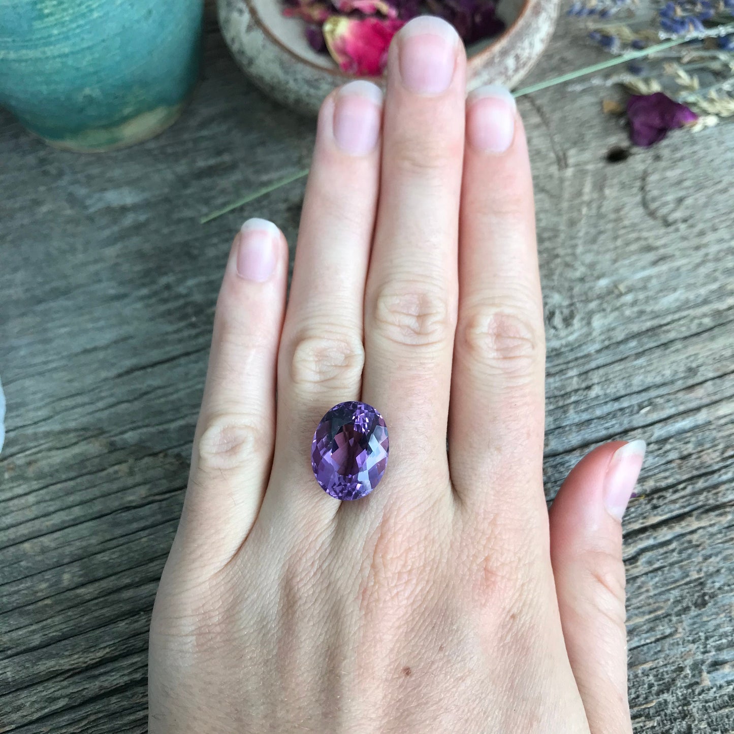 14.3 Carat Purple Amethyst 17.3x13.5mm Oval, Nice Cut Loose Gem Reclaimed/Recycled Gemstone Faceted for Jewelry setting, February Birthstone