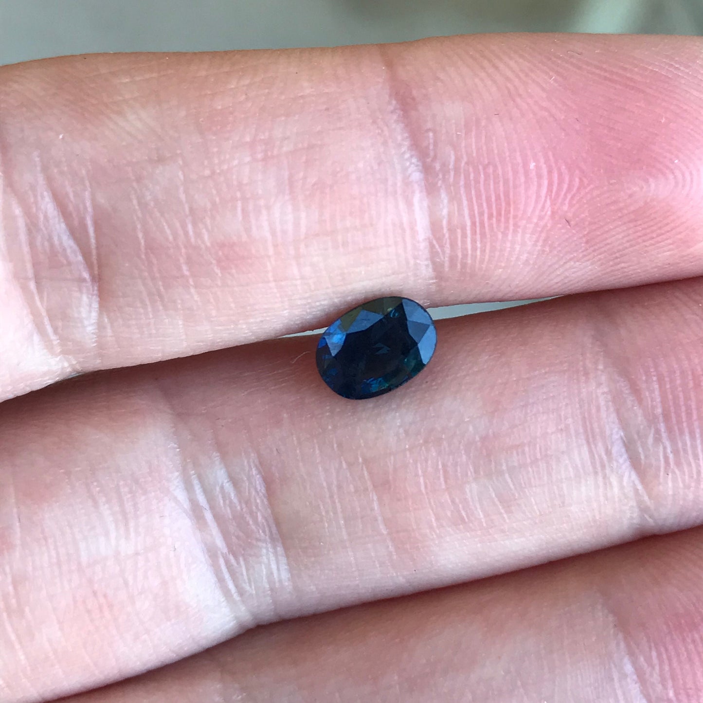 7x5mm Natural Blue Sapphire 1.11 Carats Oval Teal Blue, Reclaimed Gem, Faceted Loose Gemstone Heated Greenish Blue