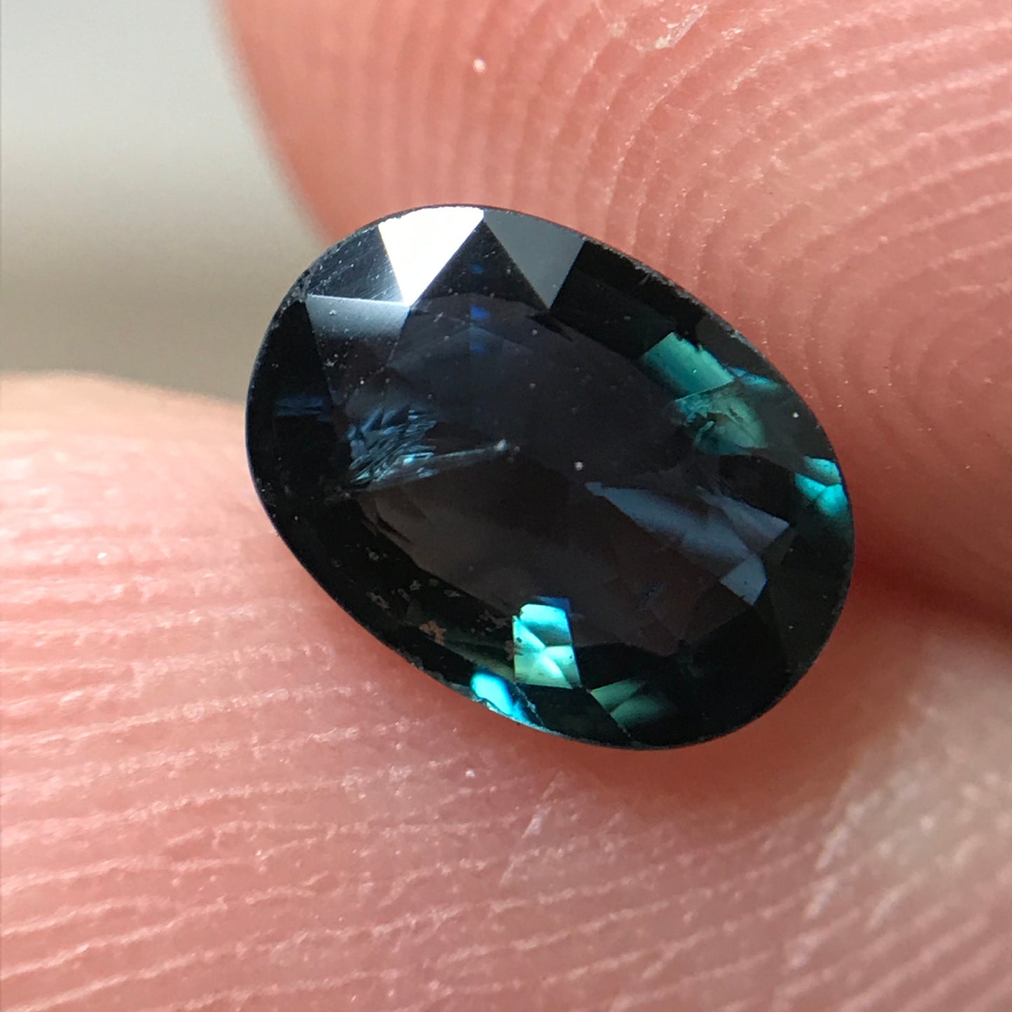 7x5mm Natural Blue Sapphire 1.11 Carats Oval Teal Blue, Reclaimed Gem, Faceted Loose Gemstone Heated Greenish Blue