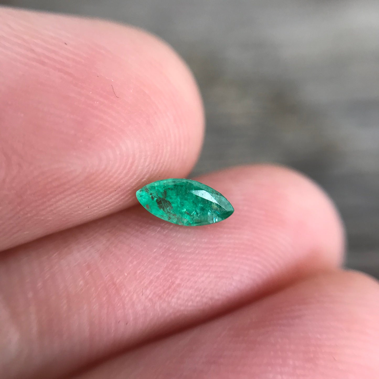 0.34 carat Natural Green Emerald 7x3mm Marquise Cut Loose Gem Faceted Recycled Gemstone Flowing Gems, US Seller, Reclaimed Gem