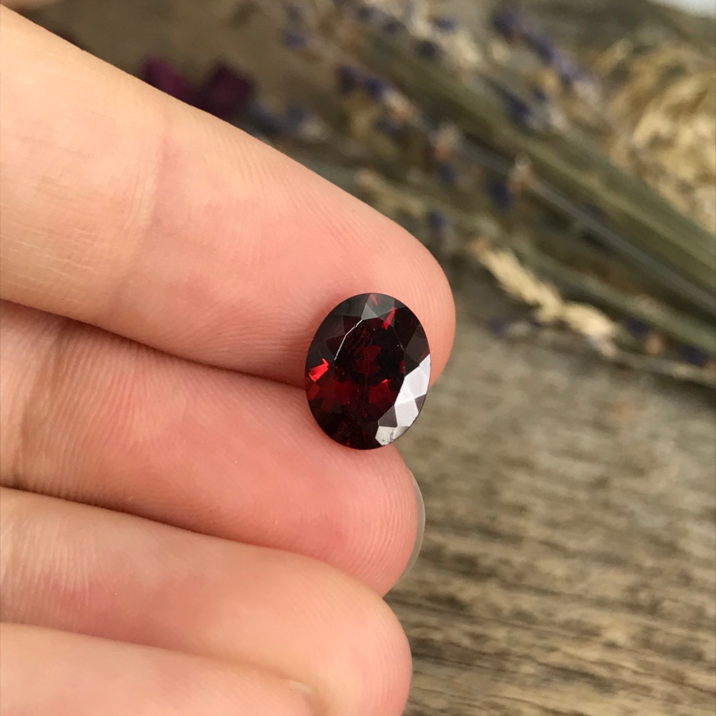 Natural Deep Red Garnet, 3 carat 10x8mm Oval Cut, Unmounted Faceted Loose Gemstone, Reclaimed Recycled Gemstone