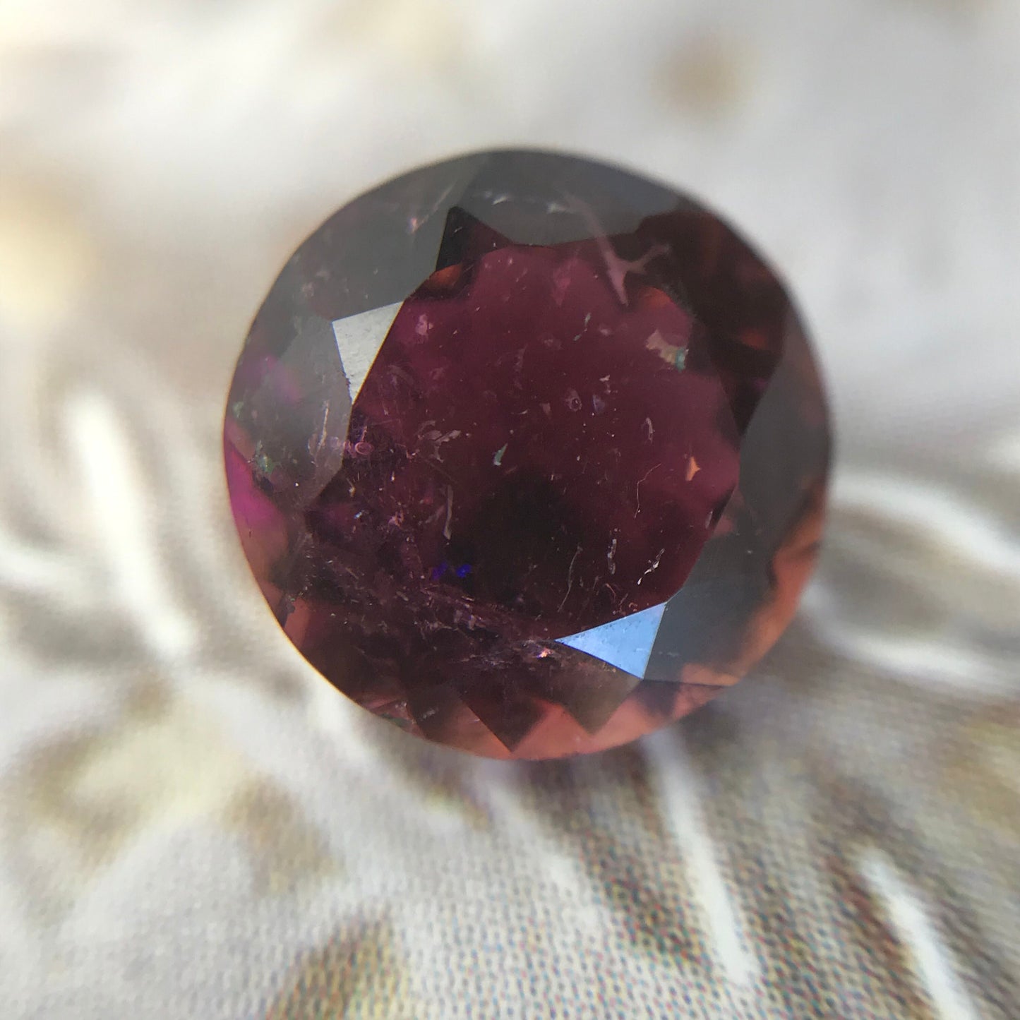 Natural Purple Pink Tourmaline 1.91 carat 8mm Round Cut, Unmounted Faceted Loose Gemstone, Purple Rubellite