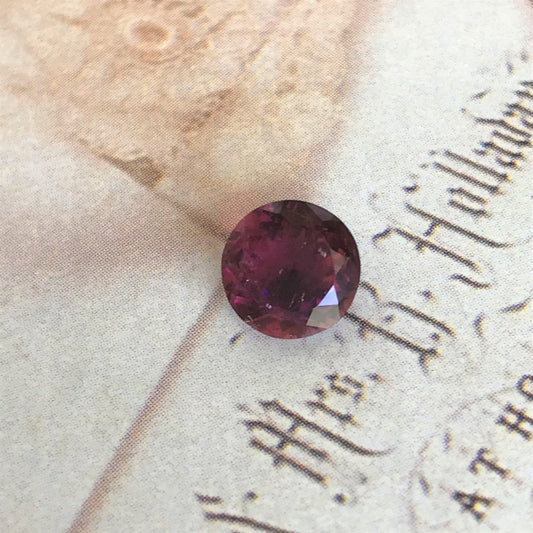 Natural Purple Pink Tourmaline 1.91 carat 8mm Round Cut, Unmounted Faceted Loose Gemstone, Purple Rubellite