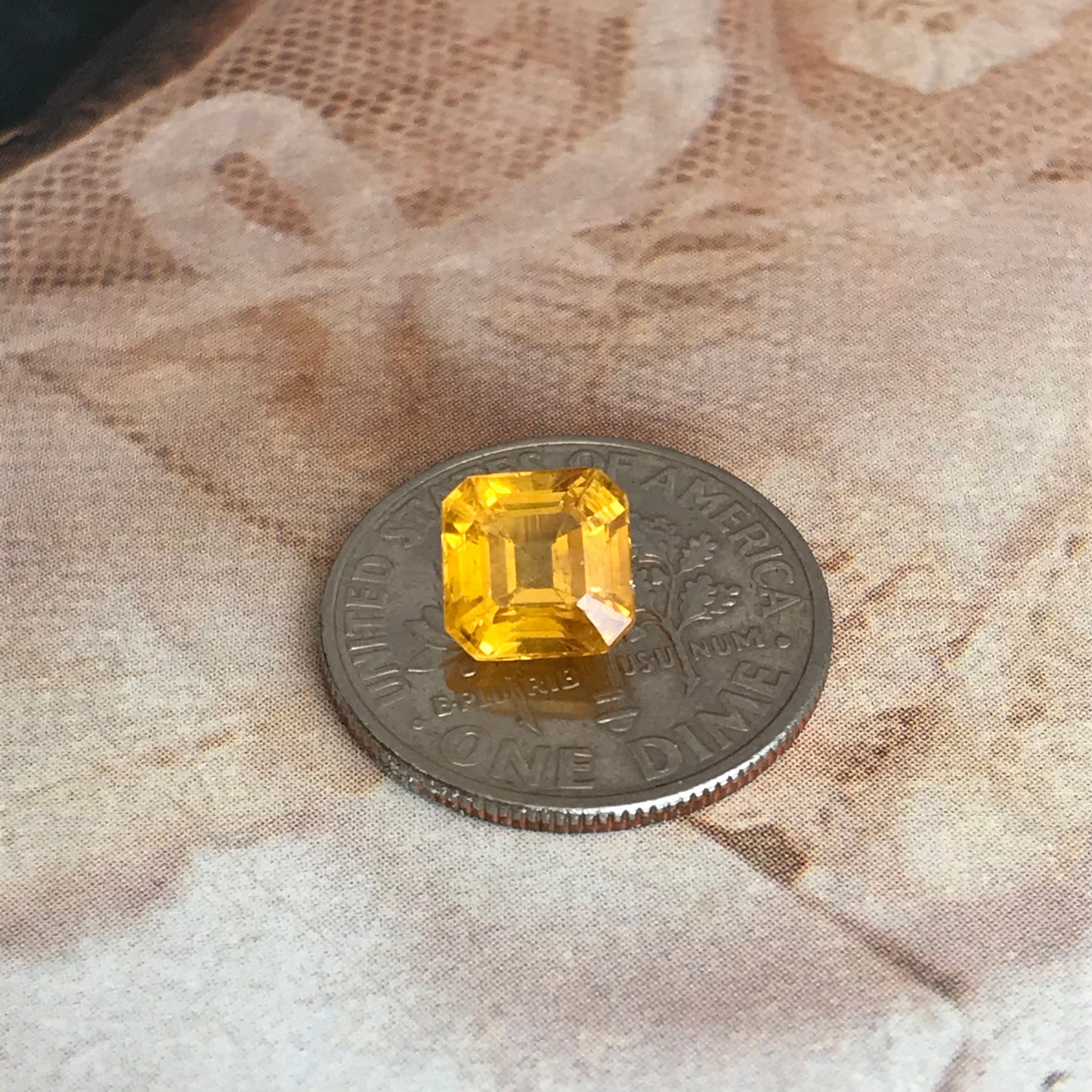 6.4mm Natural Yellow Sapphire Asscher Cut 1.87 carat Loose Gem Unmounted Stone Faceted Gemstone Beryllium Diffused