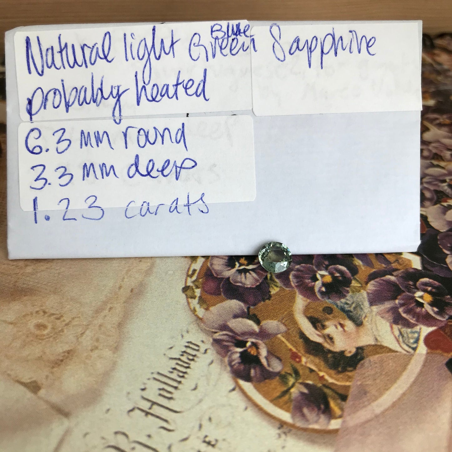 Natural Blue Green Sapphire 6.3mm Round Cut Corundum 1.23 carats Faceted Loose Unmounted Gem Gemstone Earth Mined Genuine