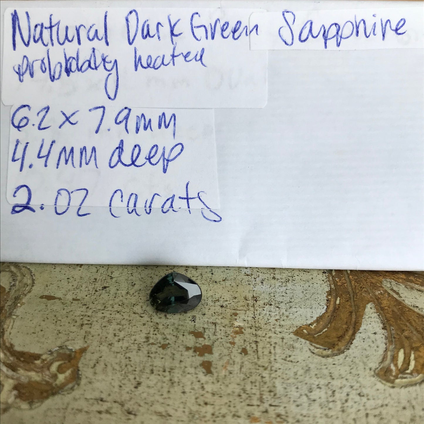 Natural Dark Green Blue Sapphire 8x6mm 2 Carat Gemstone Fat Pear Tear Drop Corundum Faceted Loose Unmounted