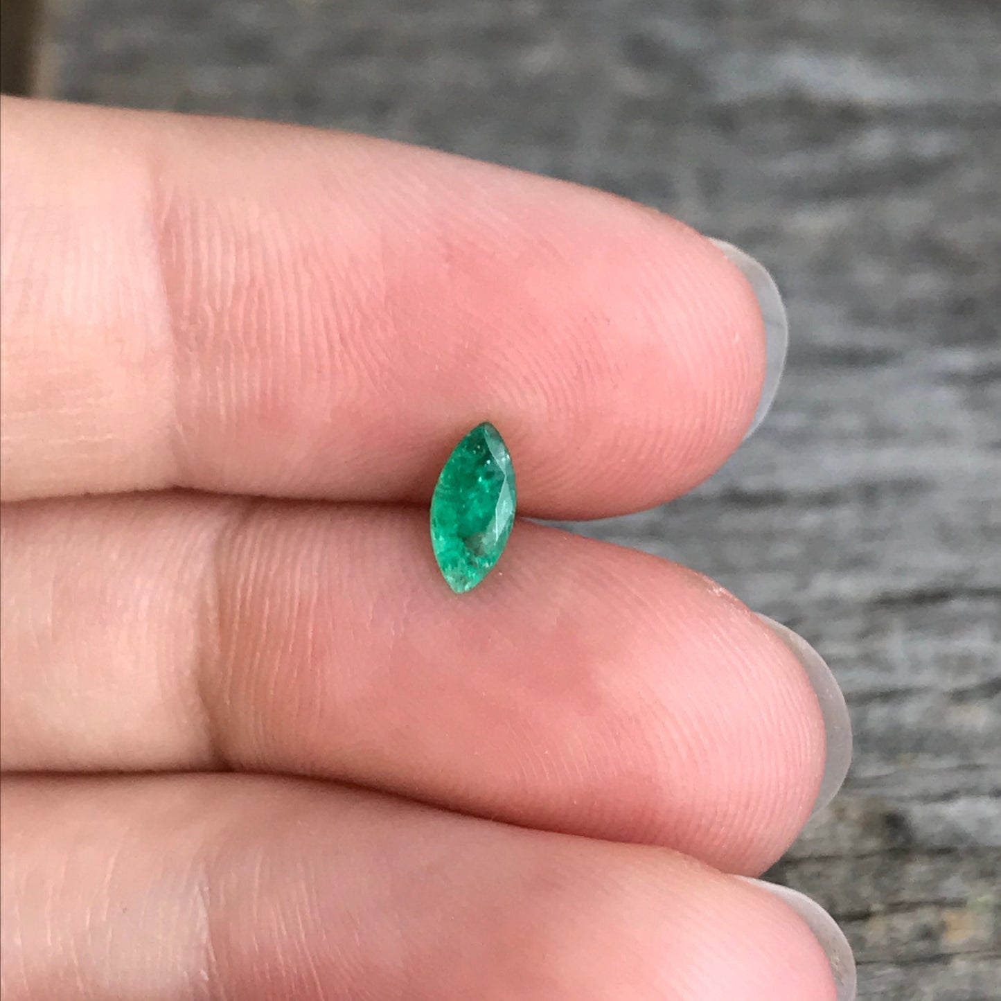 0.34 carat Natural Green Emerald 7x3mm Marquise Cut Loose Gem Faceted Recycled Gemstone Flowing Gems, US Seller, Reclaimed Gem