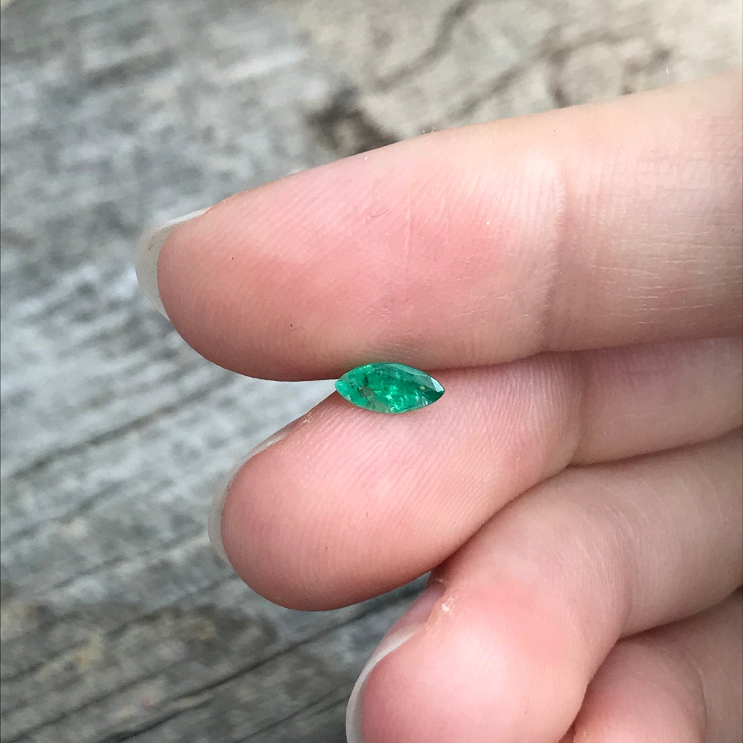 0.34 carat Natural Green Emerald 7x3mm Marquise Cut Loose Gem Faceted Recycled Gemstone Flowing Gems, US Seller, Reclaimed Gem