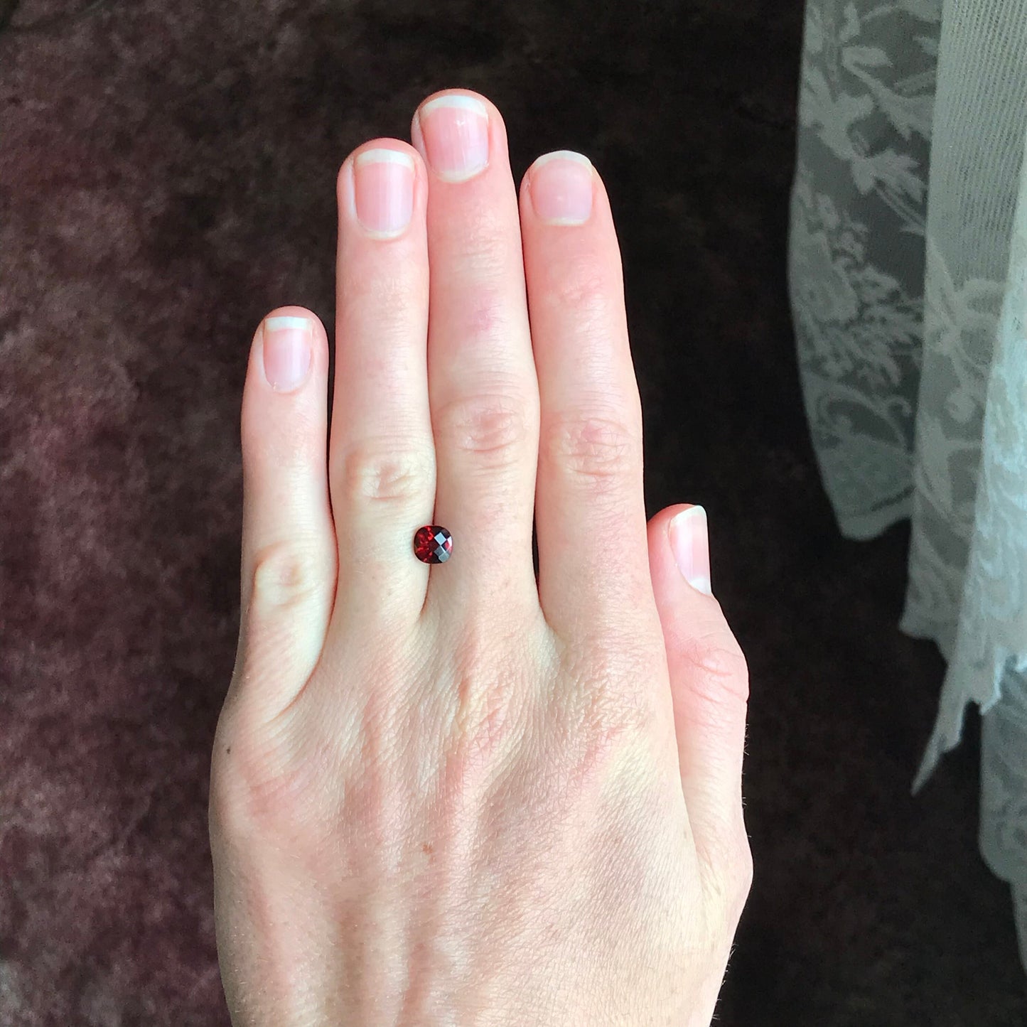 One Garnet 6mm Cushion Cut Checkerboard Cut Faceted Loose Stones Unmounted Gemstone Red Flowing Gems Approx 1 ct Garnet