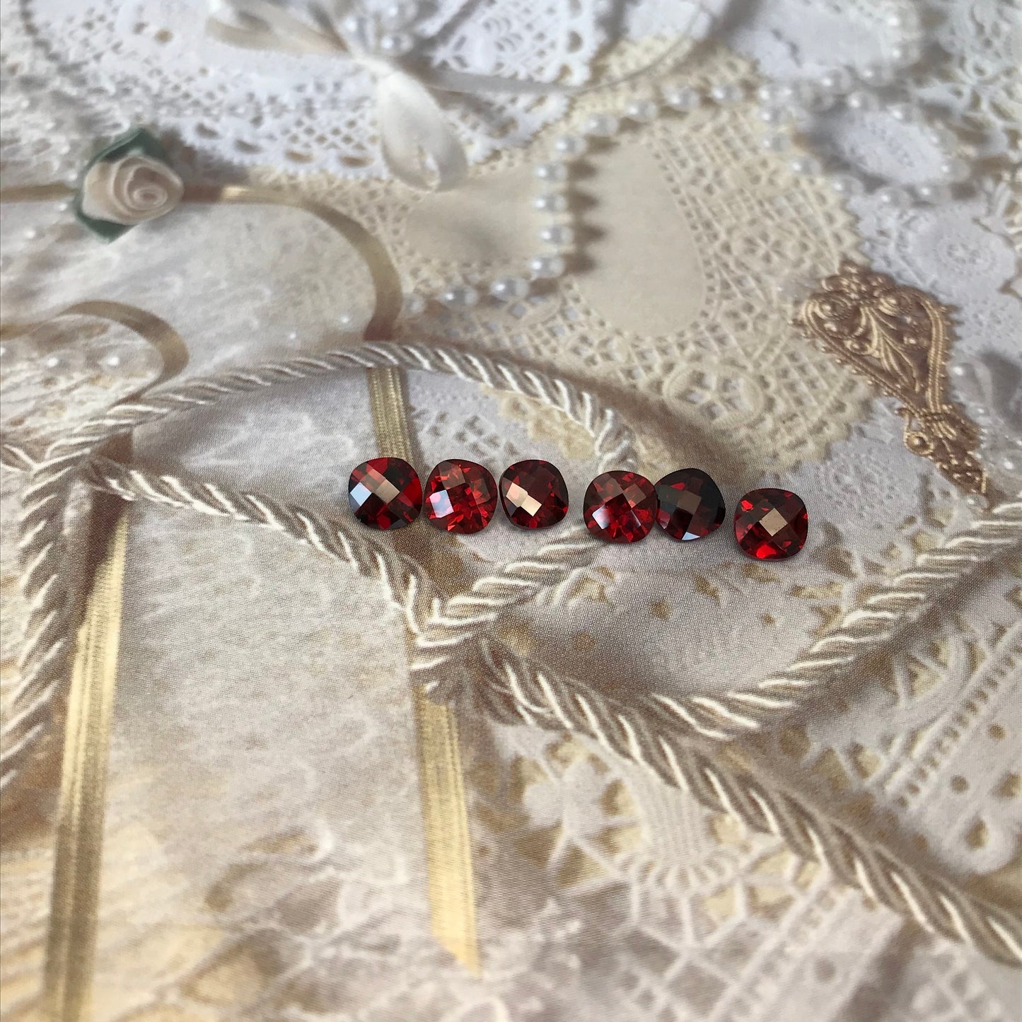 One Garnet 6mm Cushion Cut Checkerboard Cut Faceted Loose Stones Unmounted Gemstone Red Flowing Gems Approx 1 ct Garnet