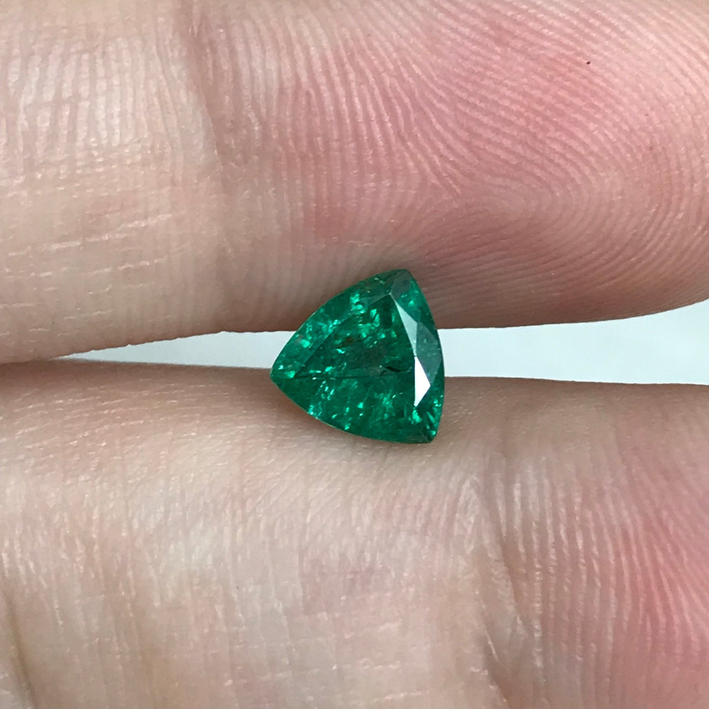 0.89 ct Natural Emerald About 6.4mm Trillion Cut Faceted Gem Precious Gemstone Deep Green Gem Real Natural Vivid Green Stone 6.5mm