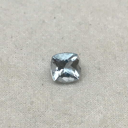 7mm Light Blue Aquamarine 1.33 carat  Square Cushion Cut, Unmounted Faceted Loose Gemstone for Jewelry Setting