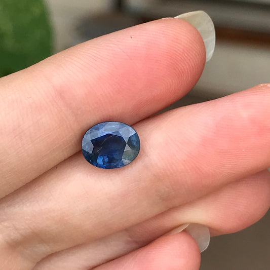 2.5 ct Natural Blue Sapphire, 8.7x7mm Oval Medium Blue Gem Faceted Loose Unmounted Gemstone