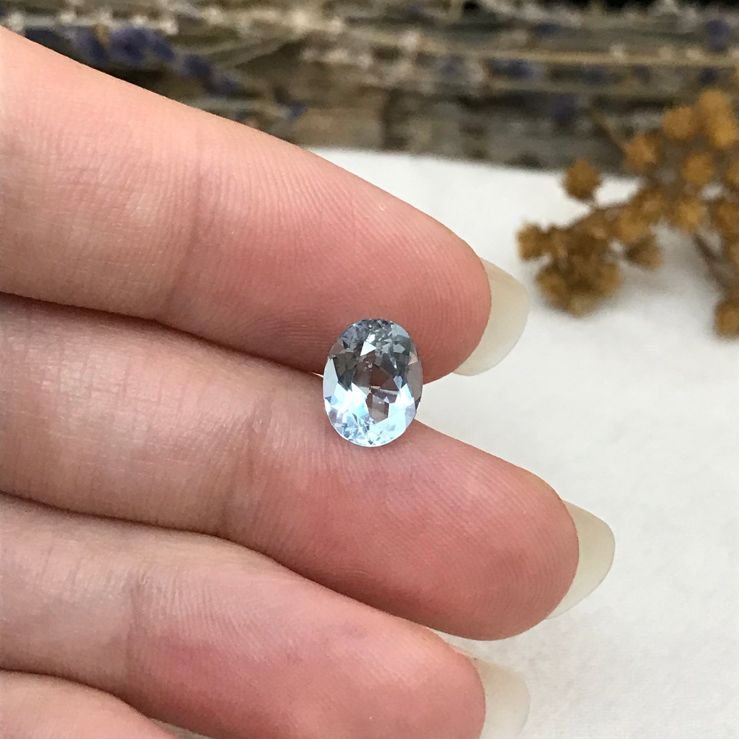 9x7mm Blue Aquamarine, 1.83 Carat Light Blue Oval Cut Natural Loose Gem Faceted Gemstone Beryl March Birthstone