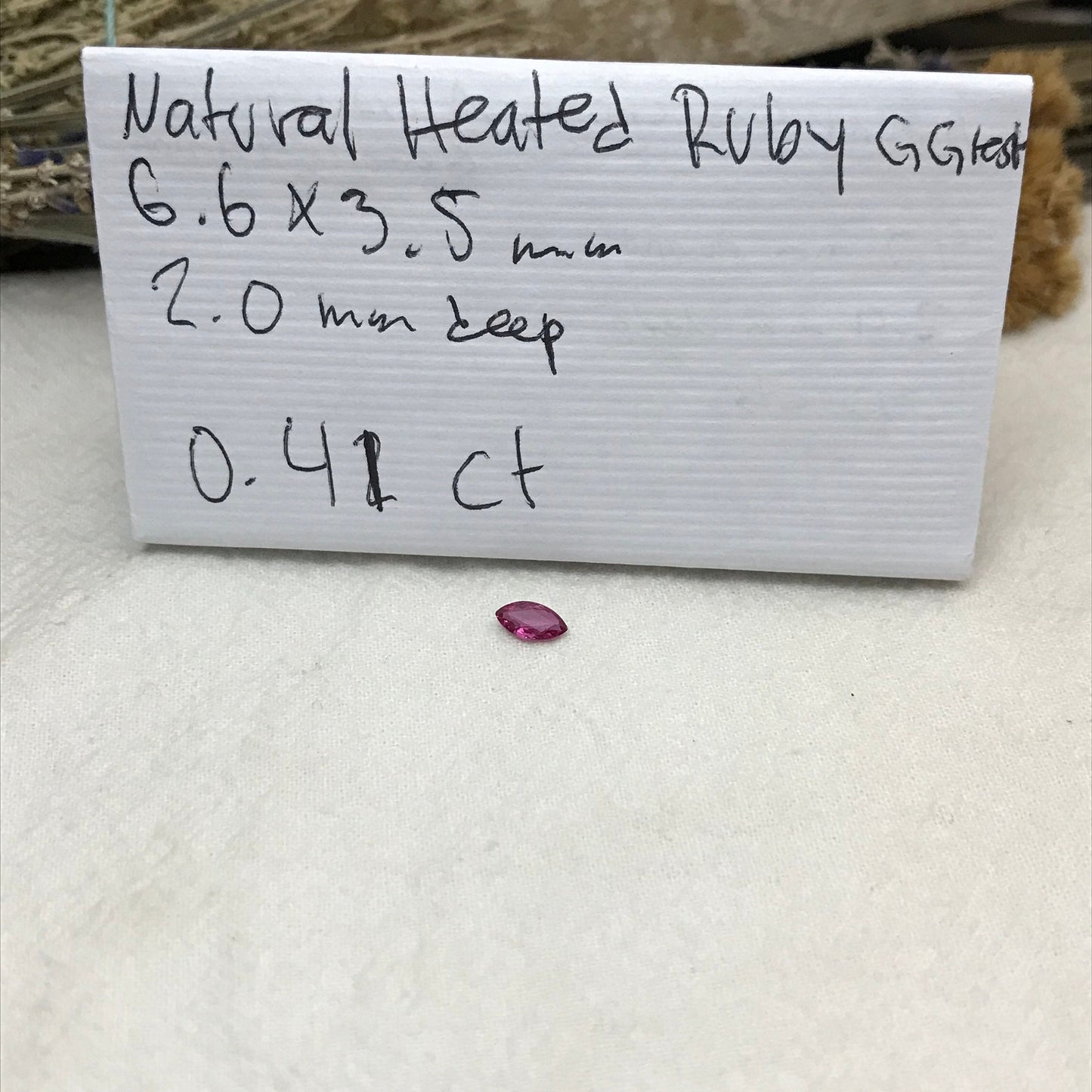 Marquise Natural Ruby 0.41 Carat, 6.5x3.5mm Gemstone, Loose Faceted July Birthstone Heated Pink Red Ruby