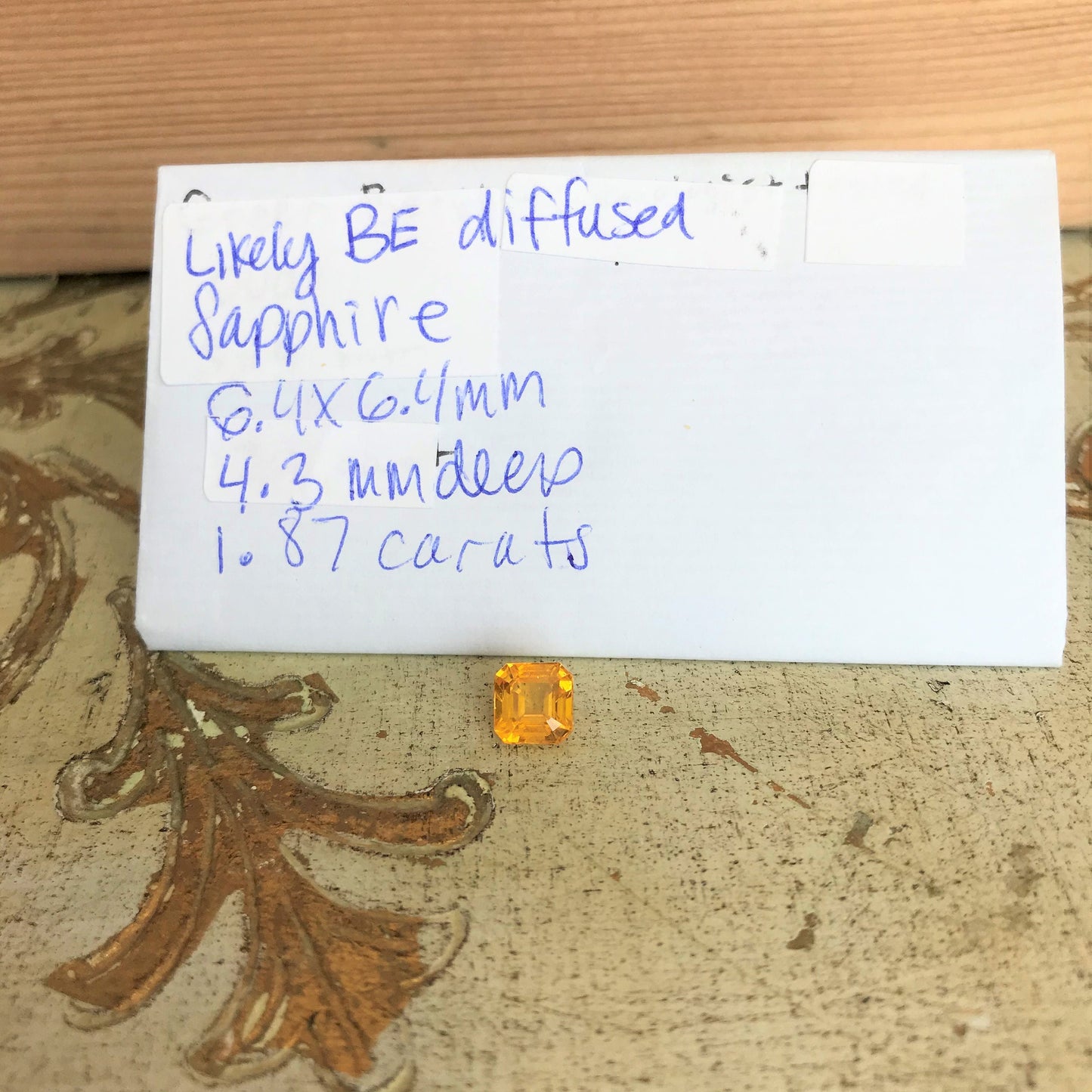 6.4mm Natural Yellow Sapphire Asscher Cut 1.87 carat Loose Gem Unmounted Stone Faceted Gemstone Beryllium Diffused