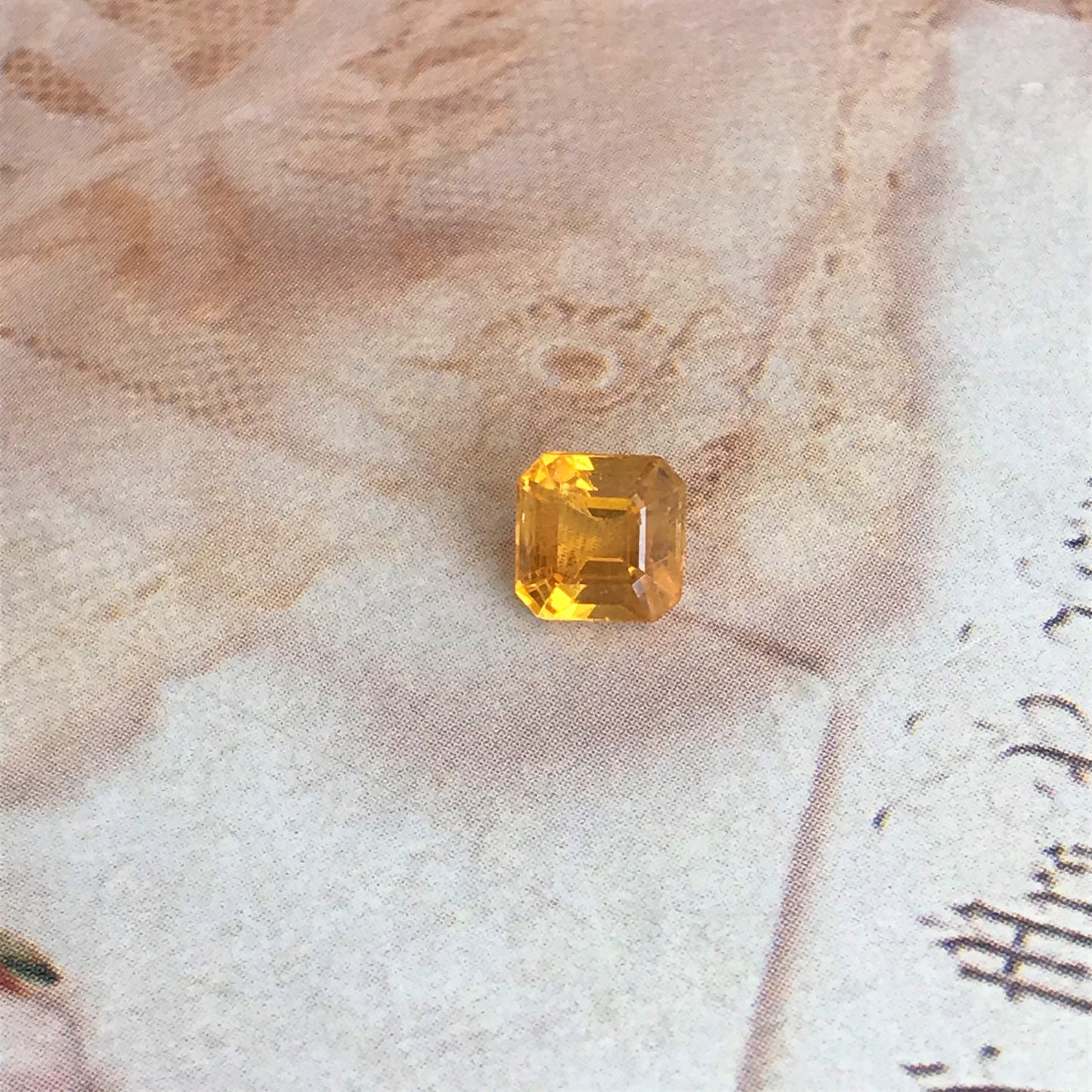 6.4mm Natural Yellow Sapphire Asscher Cut 1.87 carat Loose Gem Unmounted Stone Faceted Gemstone Beryllium Diffused
