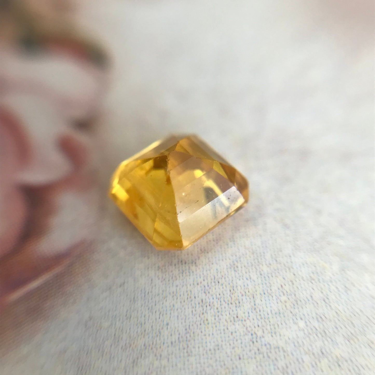 6.4mm Natural Yellow Sapphire Asscher Cut 1.87 carat Loose Gem Unmounted Stone Faceted Gemstone Beryllium Diffused