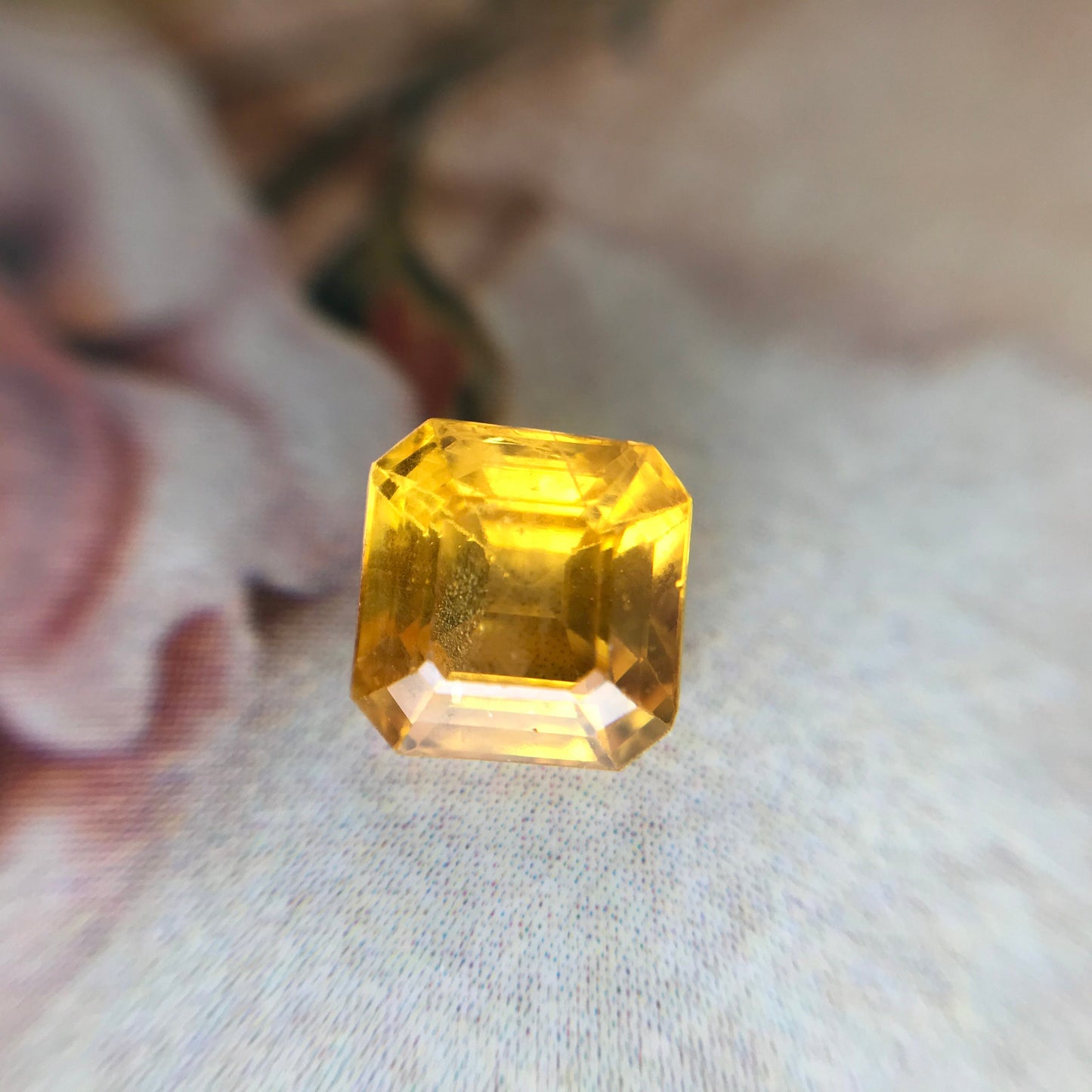 6.4mm Natural Yellow Sapphire Asscher Cut 1.87 carat Loose Gem Unmounted Stone Faceted Gemstone Beryllium Diffused