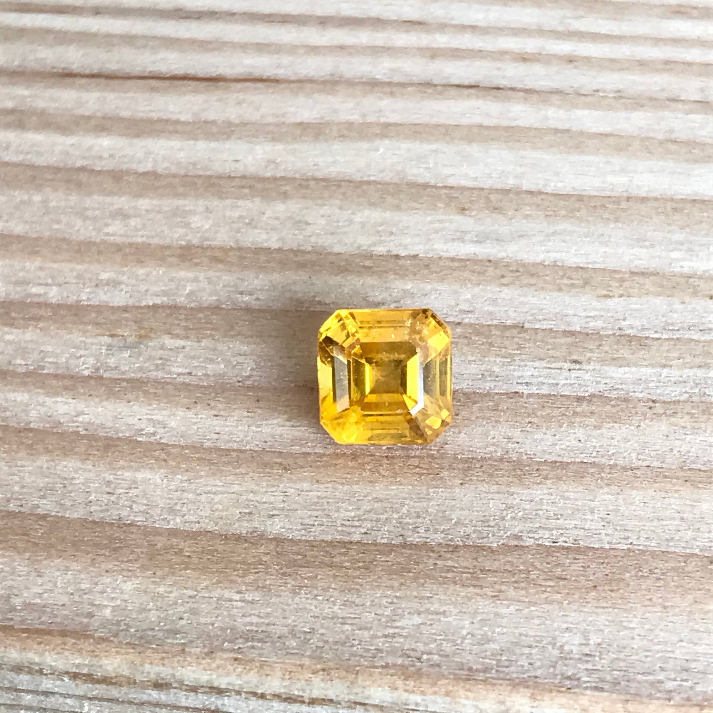 6.4mm Natural Yellow Sapphire Asscher Cut 1.87 carat Loose Gem Unmounted Stone Faceted Gemstone Beryllium Diffused