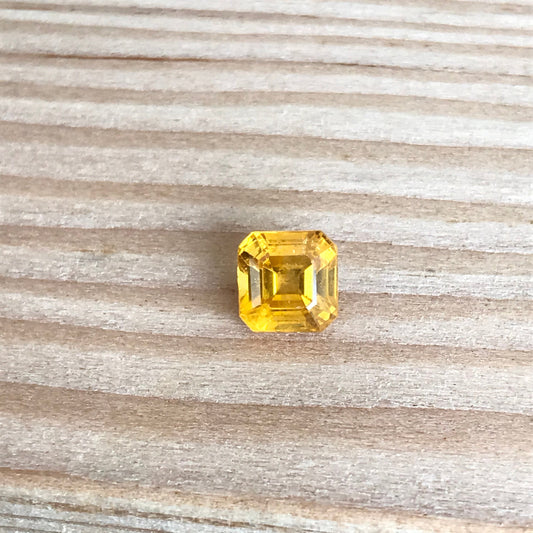 6.4mm Natural Yellow Sapphire Asscher Cut 1.87 carat Loose Gem Unmounted Stone Faceted Gemstone Beryllium Diffused