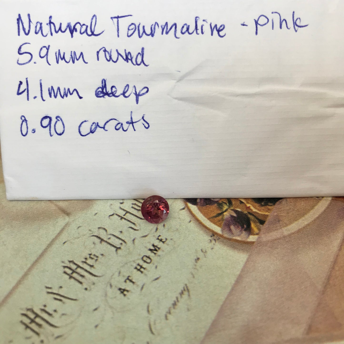 Pink Purple Tourmaline 0.90 carat 6mm Round Cut, Unmounted Faceted Loose Gemstone for Jewelry Setting