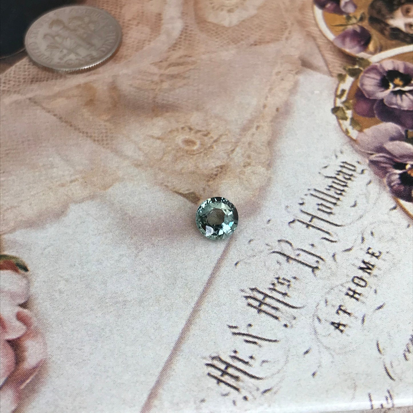 Natural Blue Green Sapphire 6.3mm Round Cut Corundum 1.23 carats Faceted Loose Unmounted Gem Gemstone Earth Mined Genuine