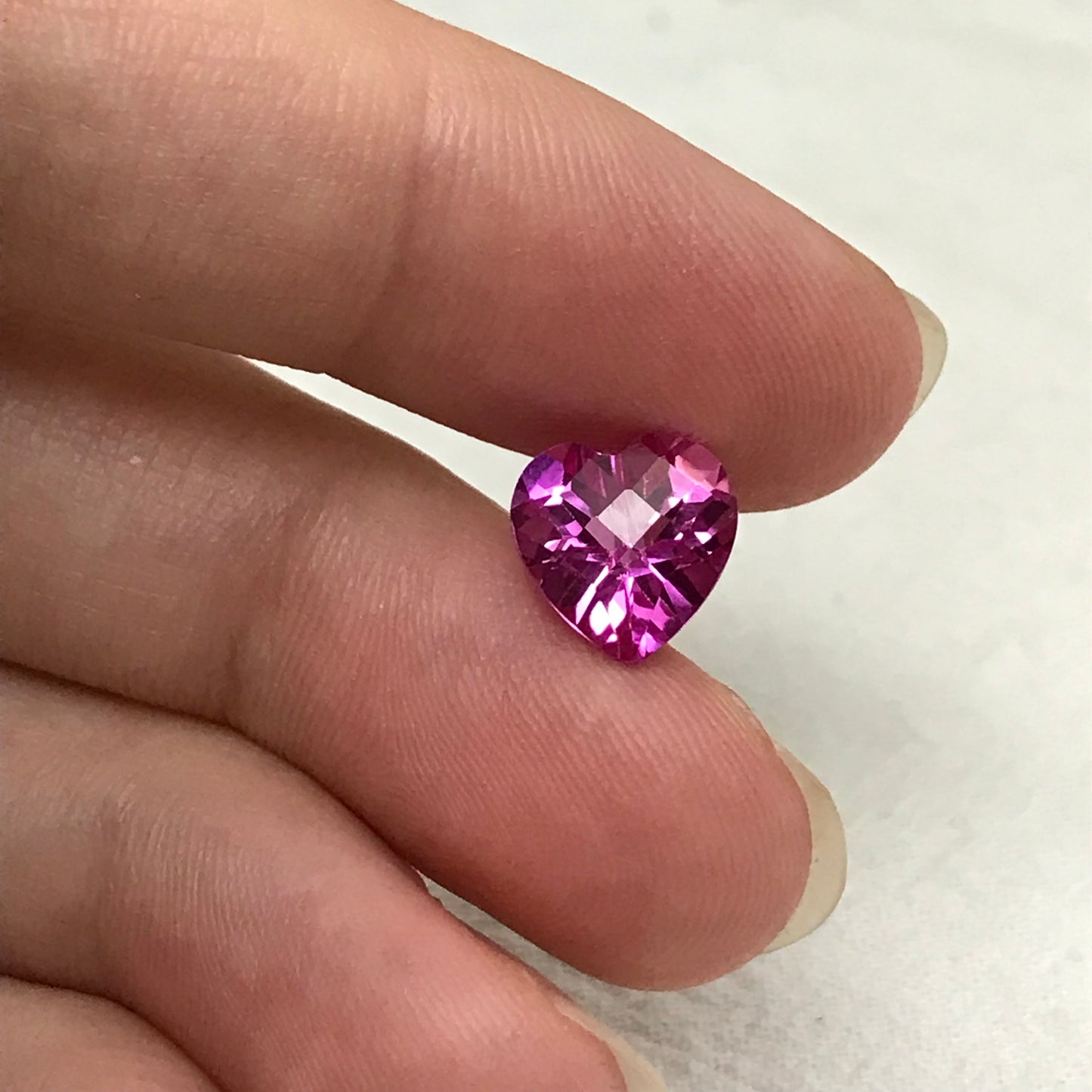 9mm Lab Pink Sapphire 3.59 Carat Heart Cut Unmounted Loose Faceted Gemstone Synthetic Man Made Corundum Pink Gem