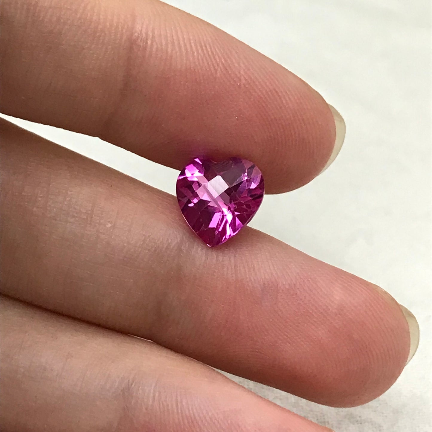 9mm Lab Pink Sapphire 3.59 Carat Heart Cut Unmounted Loose Faceted Gemstone Synthetic Man Made Corundum Pink Gem