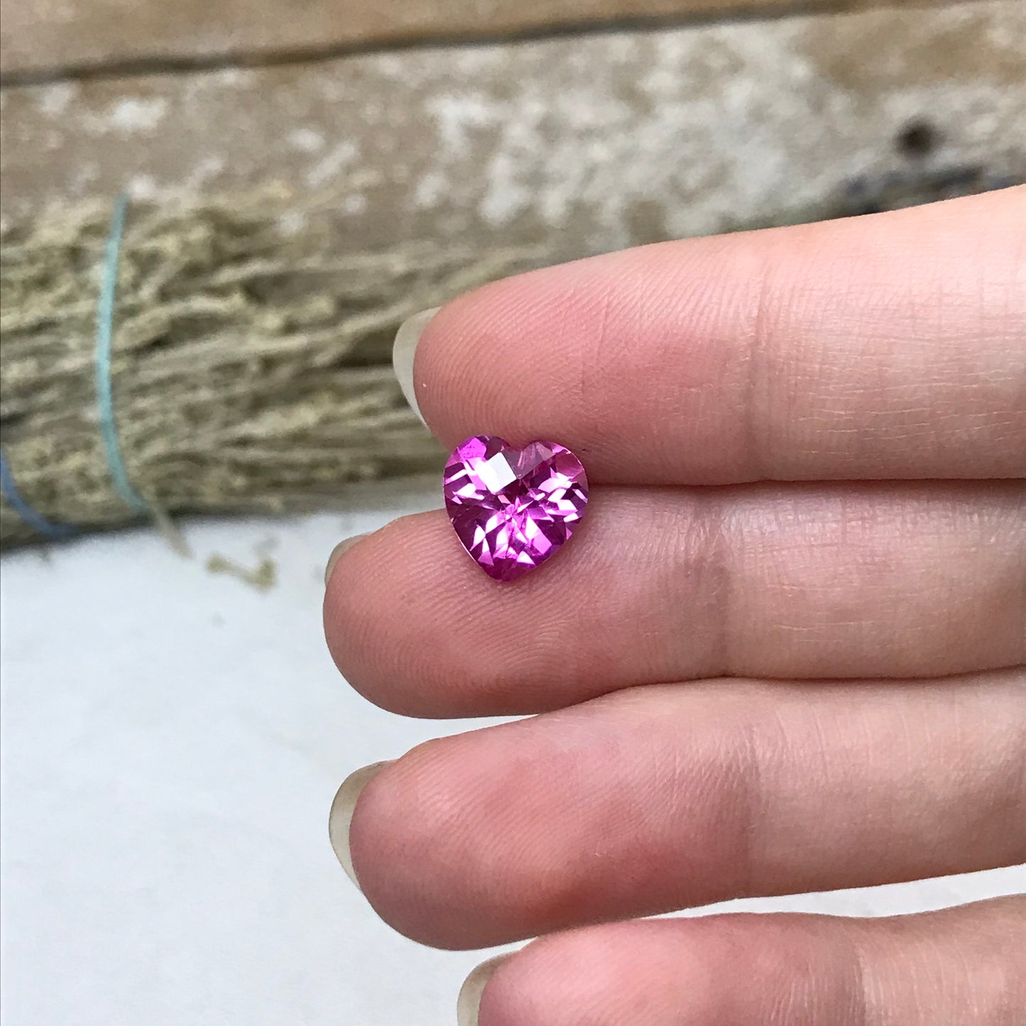 9mm Lab Pink Sapphire 3.59 Carat Heart Cut Unmounted Loose Faceted Gemstone Synthetic Man Made Corundum Pink Gem