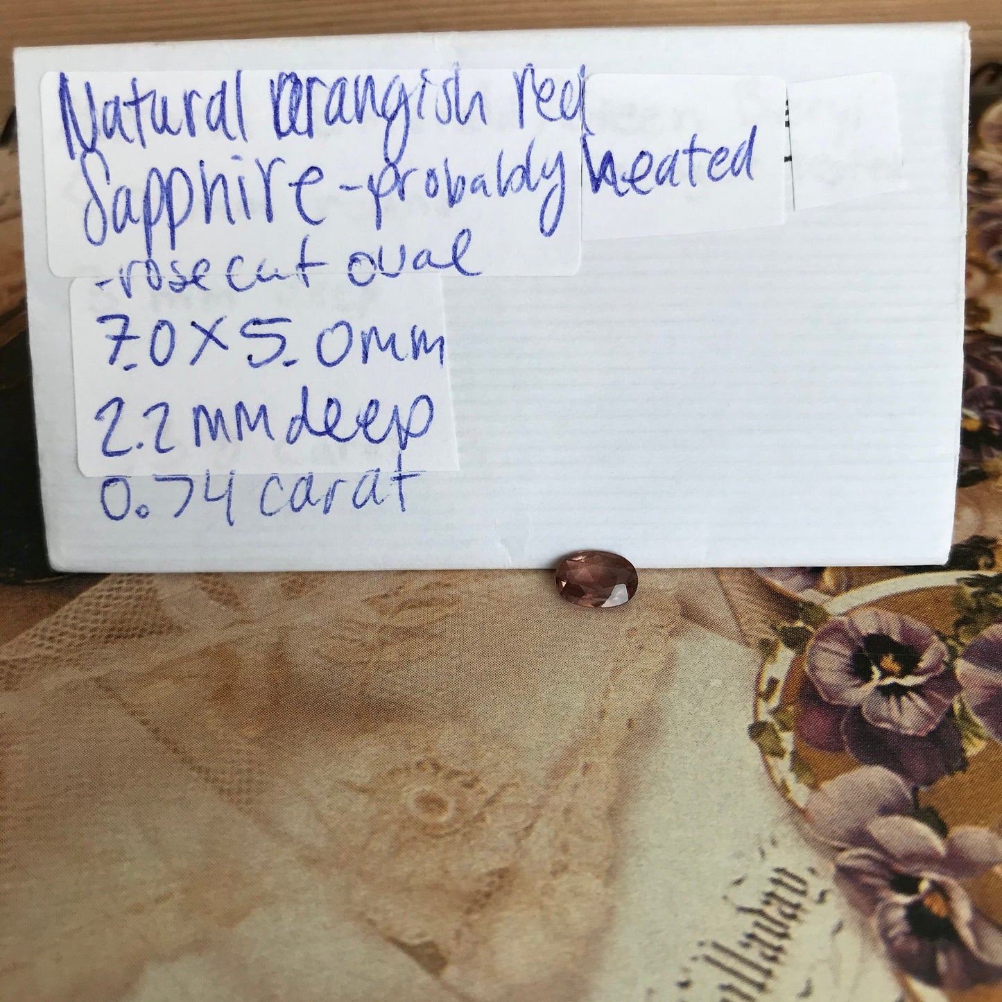 Natural Orangey Red Sapphire 7x5mm 0.74 Carat Rose-Cut Oval Cut Faceted Gem Loose Unmounted Gemstone Earth Mined