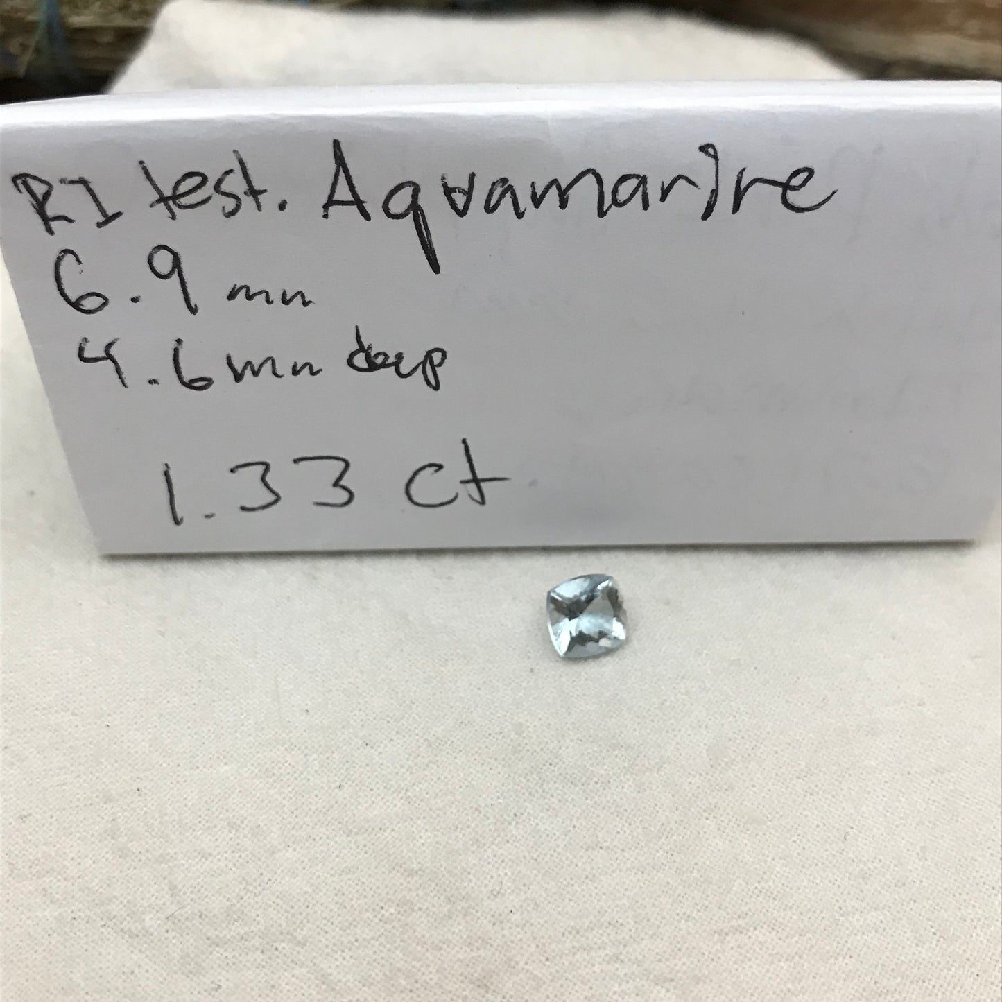 7mm Light Blue Aquamarine 1.33 carat  Square Cushion Cut, Unmounted Faceted Loose Gemstone for Jewelry Setting