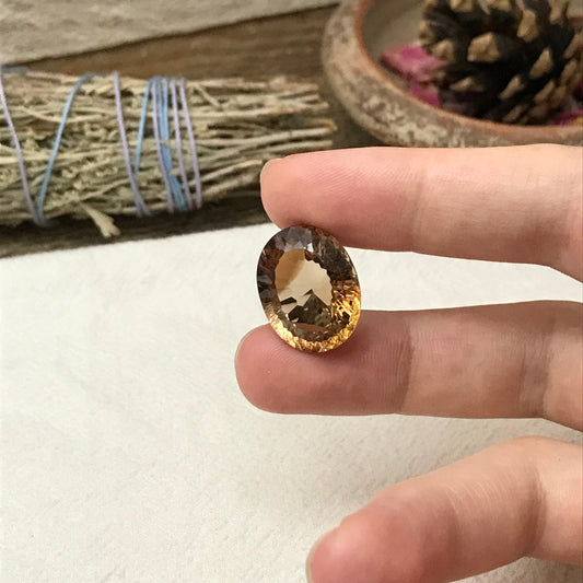 20.90 carat Natural Brown Topaz 19x15mm Oval Cut Faceted Gemstone, Large Stone Loose Smokey Topaz
