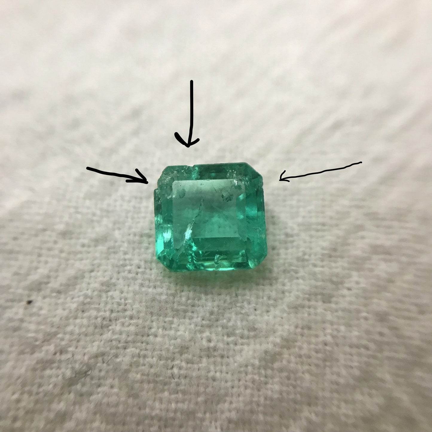 0.86 Carat Natural Emerald 6mm Square Emerald Cut, Imperfect Emerald, Rough Emerald