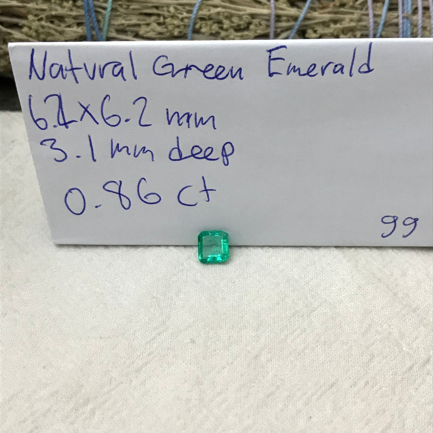 0.86 Carat Natural Emerald 6mm Square Emerald Cut, Imperfect Emerald, Rough Emerald