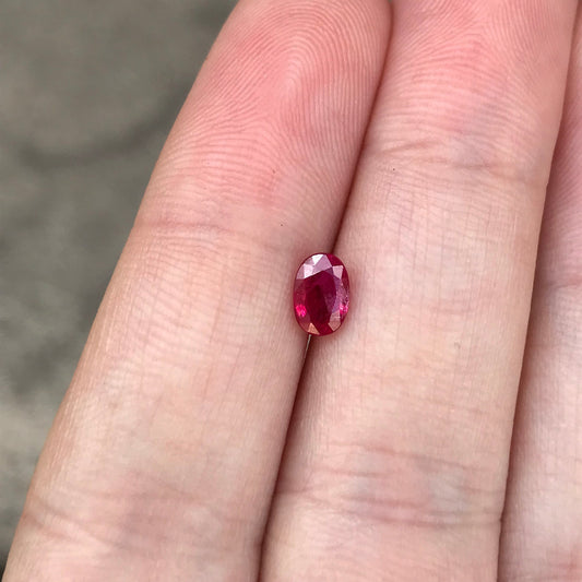 6x4mm Natural Ruby Heated with Flux Healing 0.60 Carat, Oval Cut Gemstone, Loose Faceted July Birthstone Treated Red Ruby