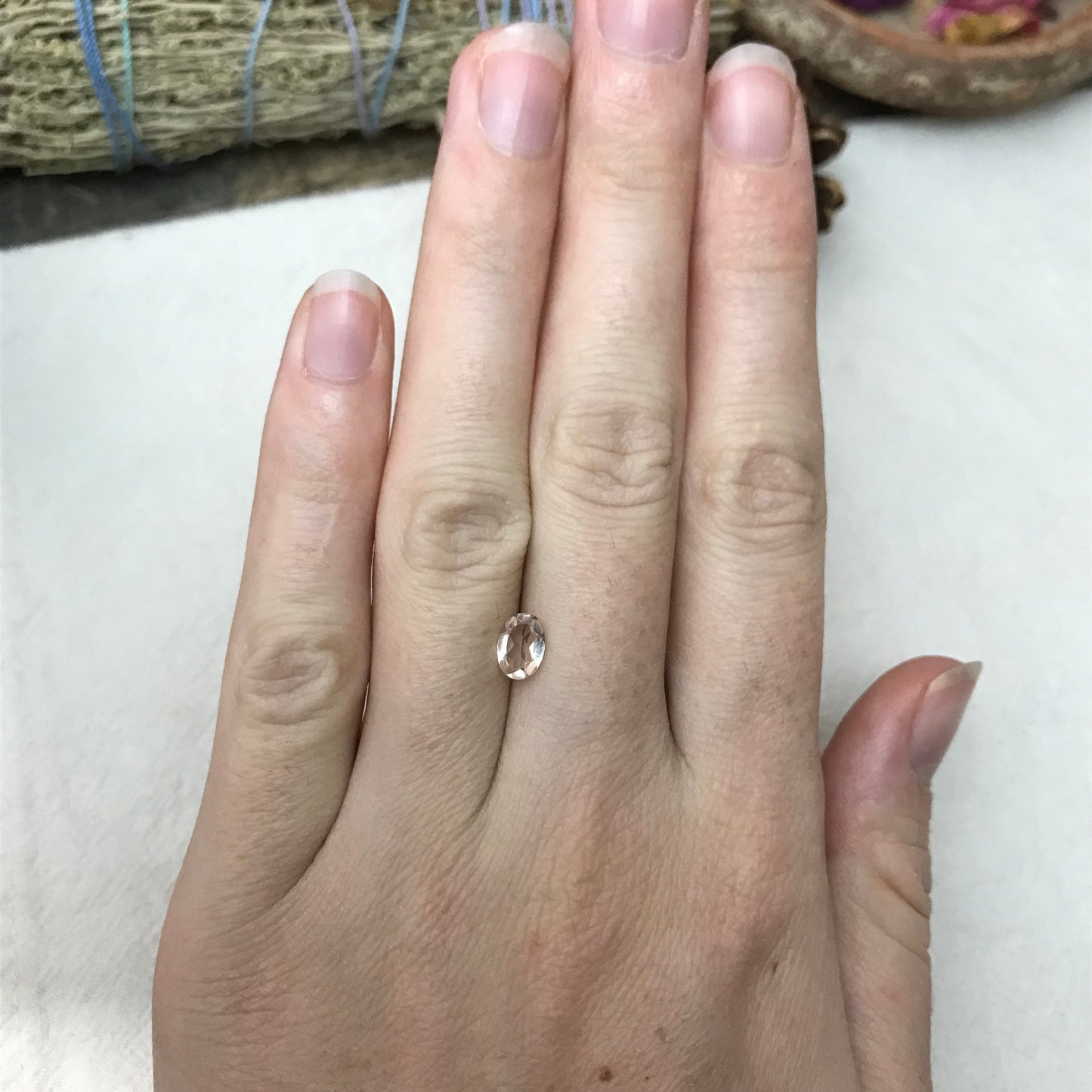 7x5mm Morganite 0.61Carat Oval Cut Peach Color Beryl Faceted Loose Recycled Gemstone