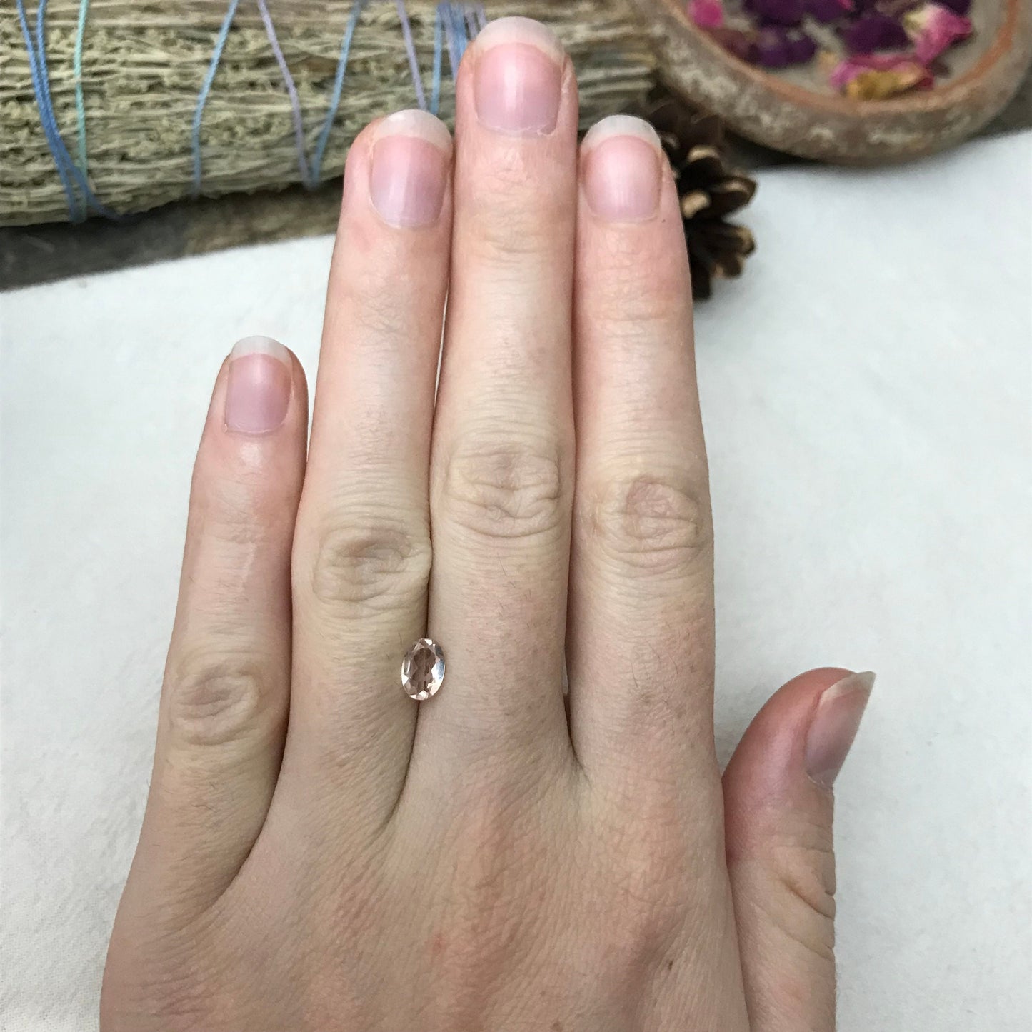 7x5mm Morganite 0.61Carat Oval Cut Peach Color Beryl Faceted Loose Recycled Gemstone