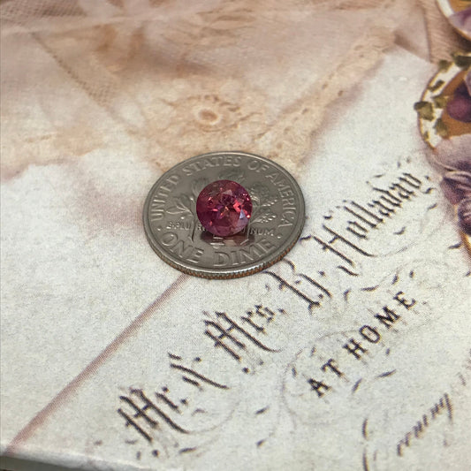 Pink Purple Tourmaline 0.90 carat 6mm Round Cut, Unmounted Faceted Loose Gemstone for Jewelry Setting