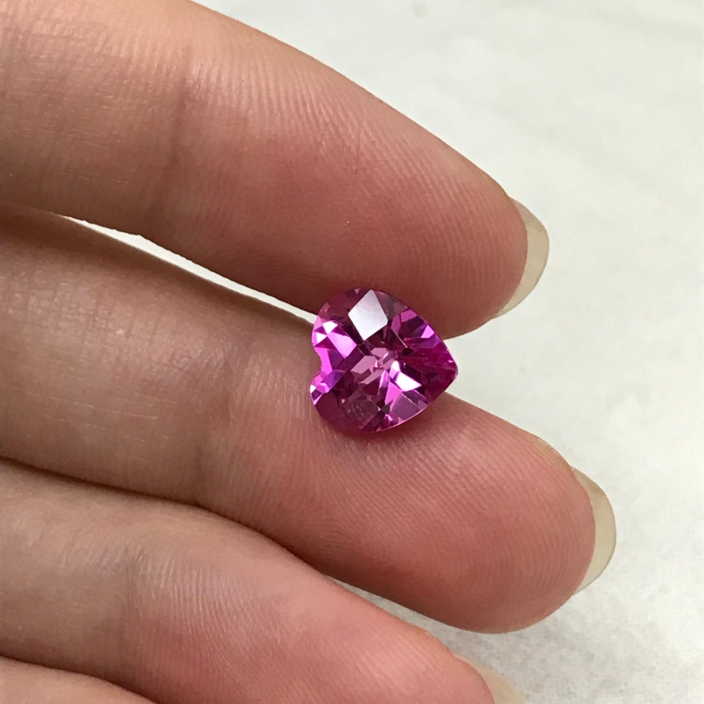 9mm Lab Pink Sapphire 3.59 Carat Heart Cut Unmounted Loose Faceted Gemstone Synthetic Man Made Corundum Pink Gem