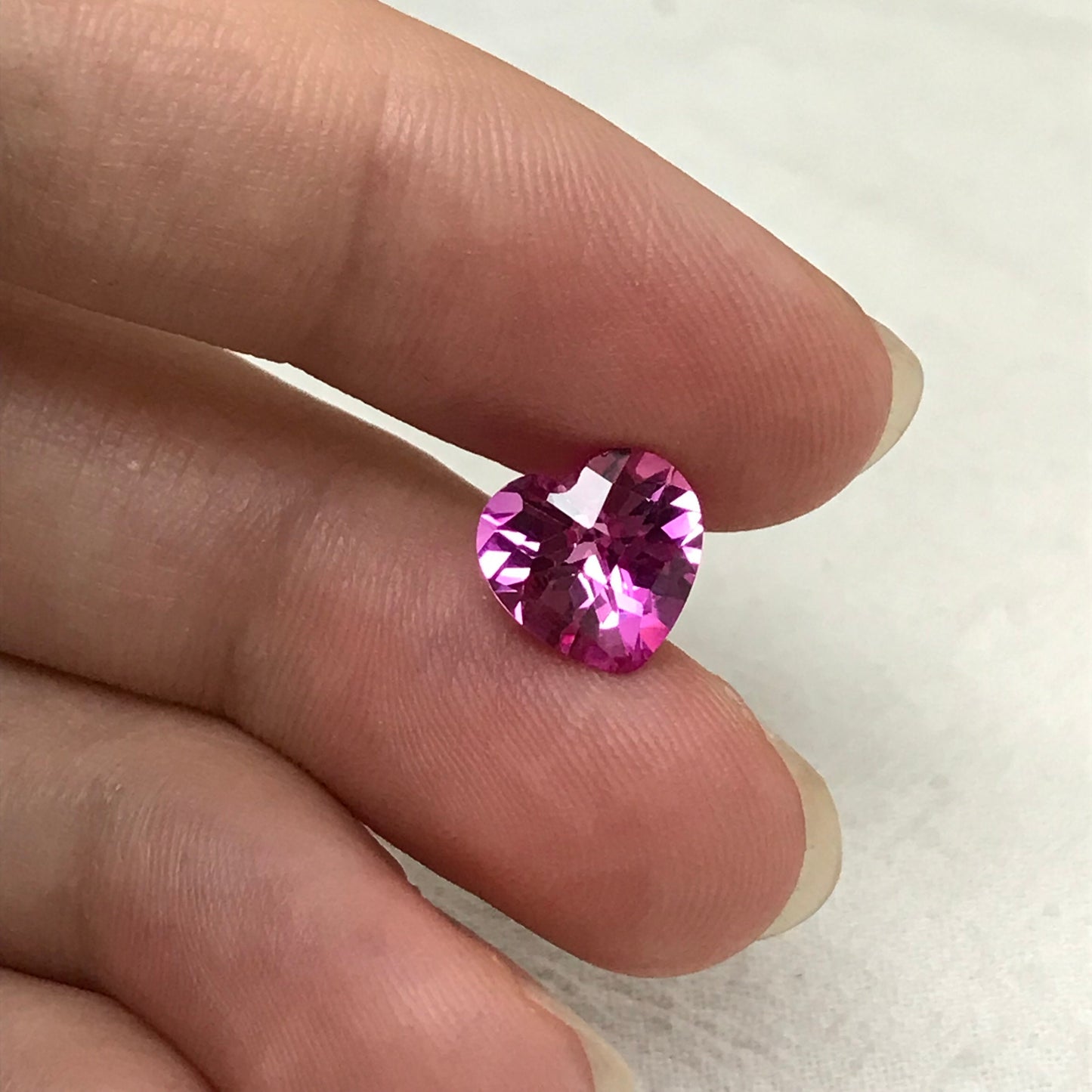 9mm Lab Pink Sapphire 3.59 Carat Heart Cut Unmounted Loose Faceted Gemstone Synthetic Man Made Corundum Pink Gem
